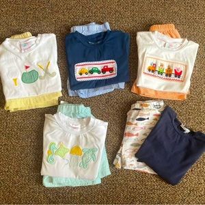 Stitchy Fish Smocked/Appliqué Shorts Sets
